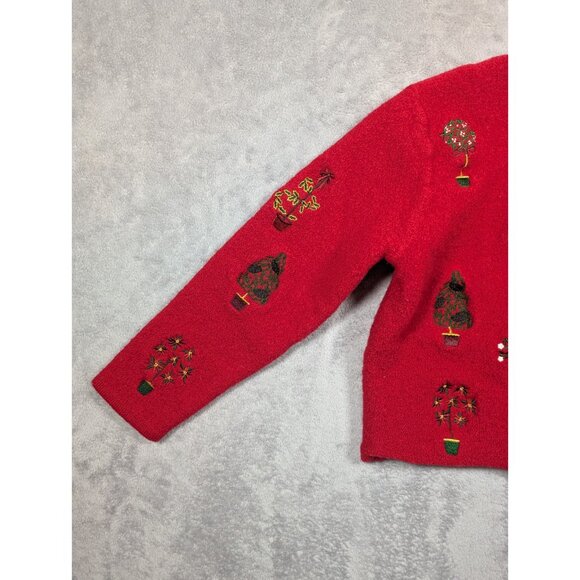 Karen Scott Pure Wool Cardigan Sweater Womens XL Plants Grandmacore Nostalgia - Picture 4 of 10